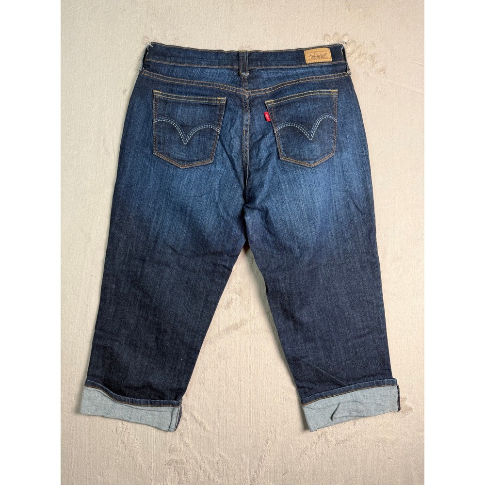 Levis‎ 515 Capri Jeans Womens 4 Dark Wash Denim Stretch Cropped Cuffed Pants